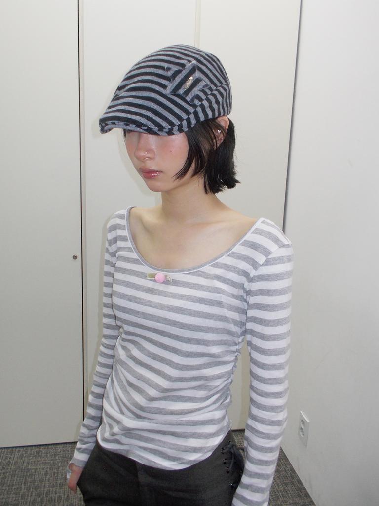 Hey Y2K Striped Hunting Cap (Black)