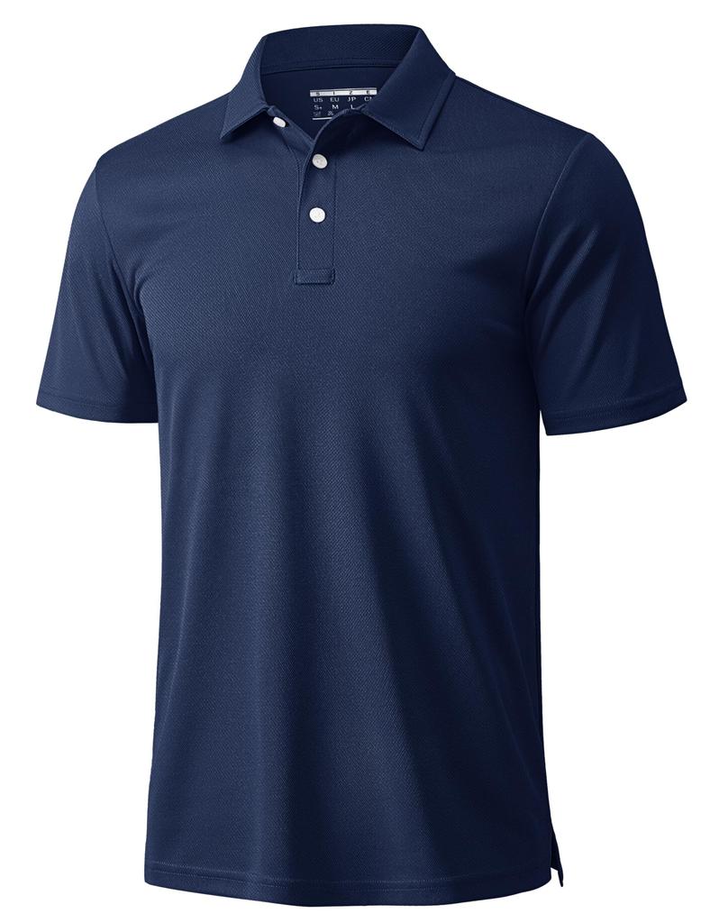 MAGCOMSEN Sportswear Men's Polo Shirt, Plus Sizes, Short Sleeve, Moisture-Wicking, Cooling, Workwear, Clothing, Top, Polo, Autumn/Summer, Navy, 2XL