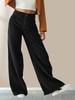 Women's High Waist Corduroy Pants Straight Leg Micro Stretch Pockets Casual Long Trousers For Autumn Winter