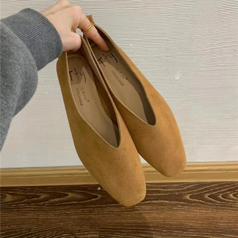 Women's Square Toe Vintage Flats Soft Loafers Comfortable Leather Ballet Shoes for Female Dress Shoes Mujer