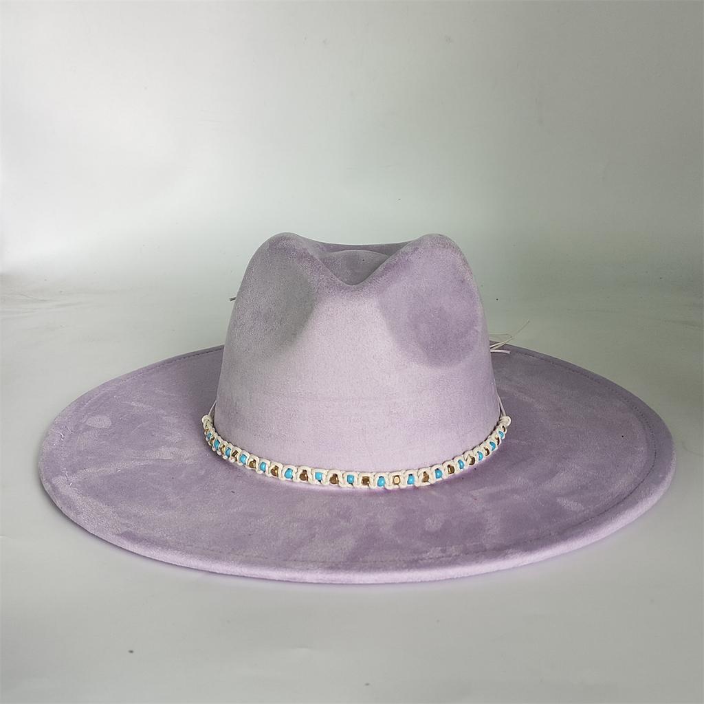 2025 Colorful Suede Wide Brim Felt Fedoras Hat for Women Men Church Jazz Cap Panama Denim Hat Wholesale Sombrero Hombre