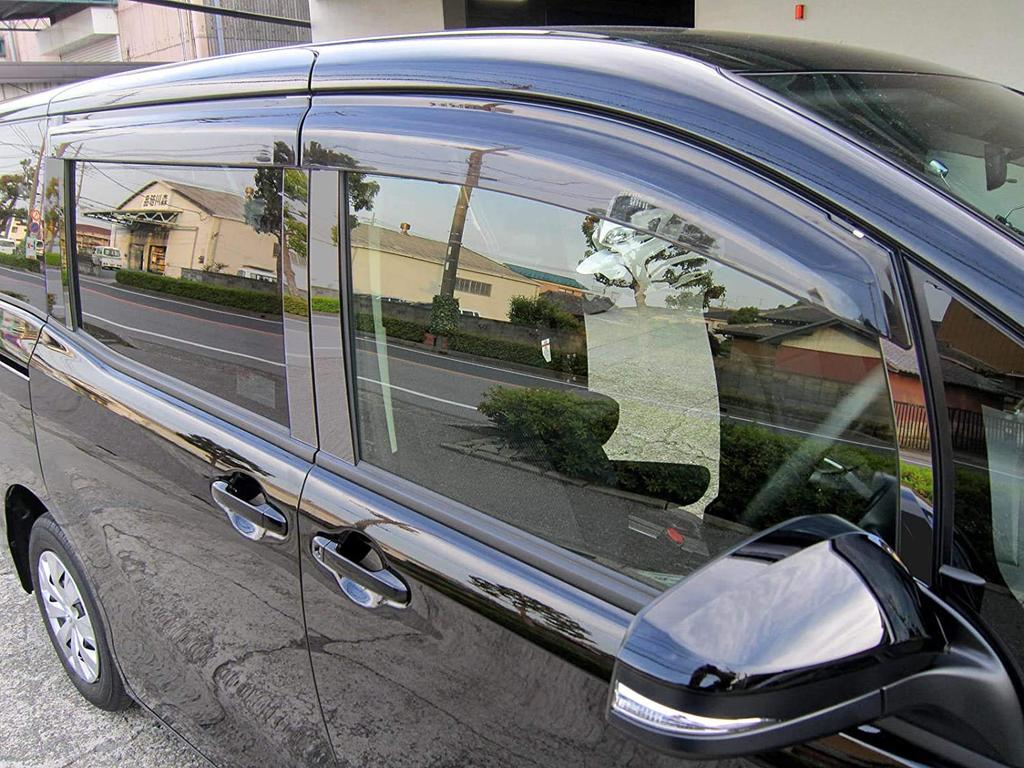 BRIGHTZ Finish Stainless Steel Black Plated Pillar Panels with Visor for Toyota Voxy Part 13968 Ultra-Mirror 80/85 (10-Piece Set) [PIL-BLA-262]