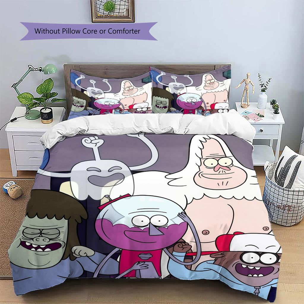 Regular Show  Pattern Bedding Quilt Set  Home Decoration  Gift (1 * Duvet Cover + 2 * Pillowcase  Without Core)
