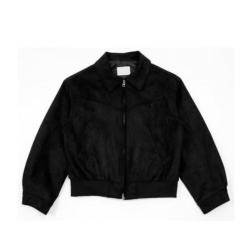 Mens Vintage High Street Suede Jacket Loose Fit Casual Flight Coat Teens