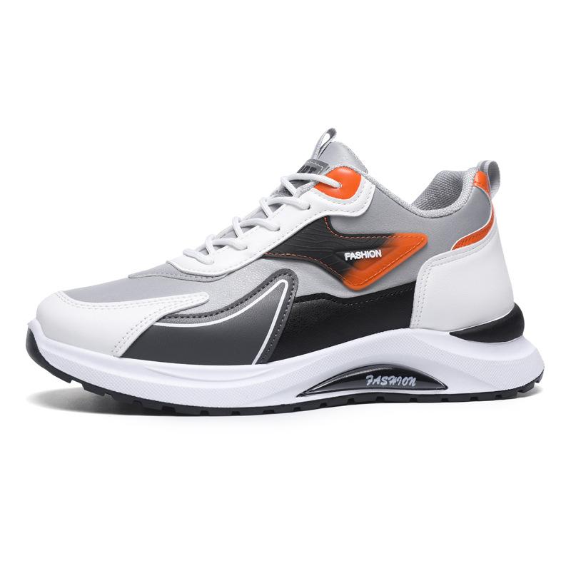 Shoes Spring New Leather Mesh Breathable Sports Shoes Lightweight Running Shoes Trendy Casual