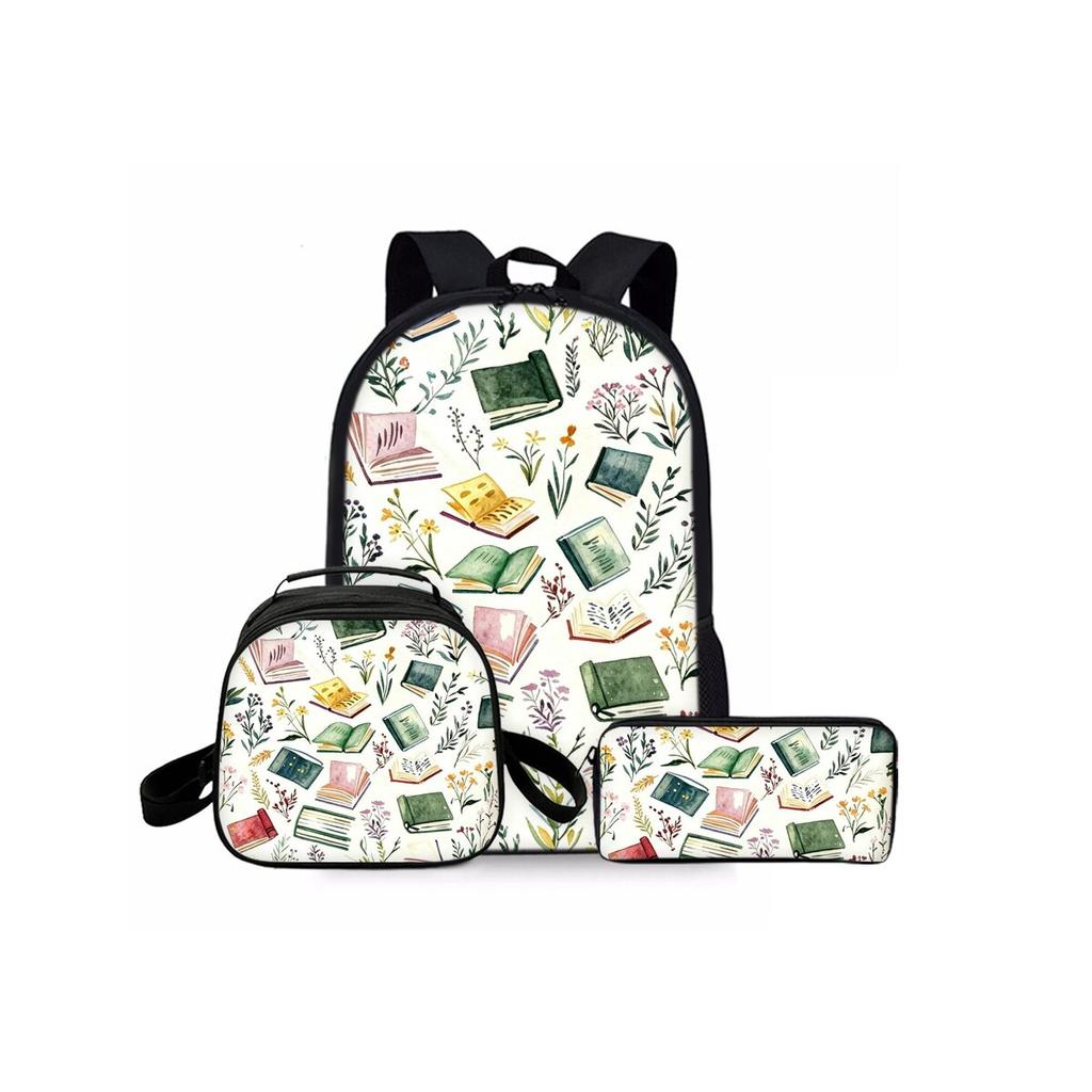 Set a Tre Pezzi Stampa Libro Zaini per Ragazzo/Ragazza Miglior Regalo Cartone Animato 2D Alla Moda Borsa Scolastica per Bambini