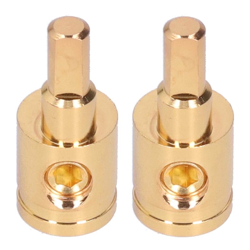 2pcs 0GA Wire Reducer Terminal Connector Pure Copper Gold Plated for Car Audio Amplifier Modification