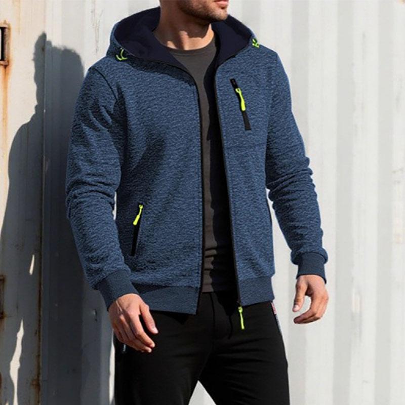 Autumn New Men's Casual Jacket Slim Fit Hooded Zipper Sweatshirts Jackets Solid Color Sportswear Male Fashion Tracksuit