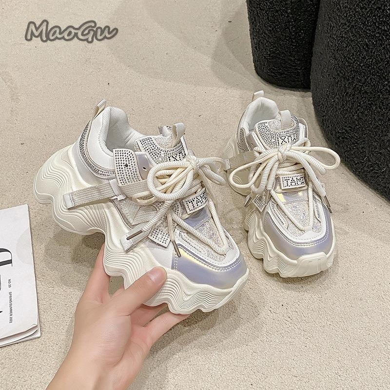Fashion Thick Bottom Mesh Height Increasing 6cm Chunky Sneakers Women Spring Summer New Casual Sneakers Zapatillas De Mujer Size 35-40