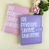 Custom Logo Lovers 100 Envelope Money Saving Challenge Loose-Leaf Budget Binder A5 PU Leather Storage Book with Kawaii PVC Cover