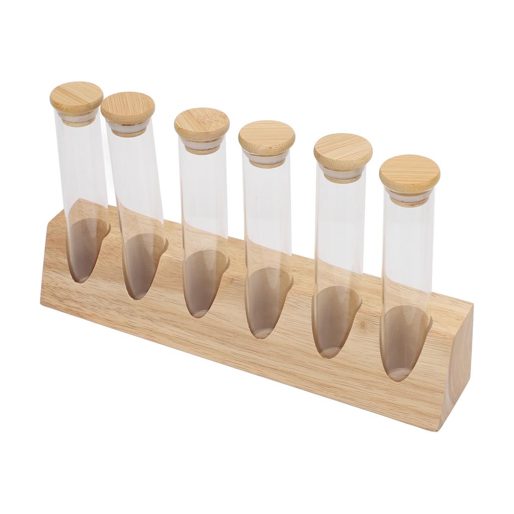 Coffee Bean Tubes Glass Refillable Dosing Coffee Bean Storage Jars with Solid Wood Base for Cafe