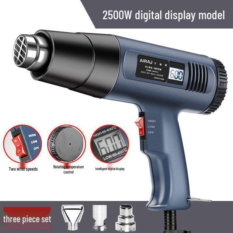 Adjustable Temperature Electric Heat Gun with Digital Display - High Power for Baking, Car Wrapping, and Heat Shrink Film