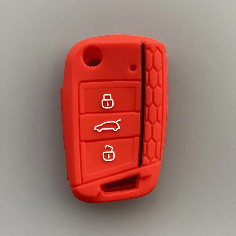 silicone rubber key cover case shell protector for VW for Volkswagen Golf 7 mk7 for Skoda Octavia A7 key