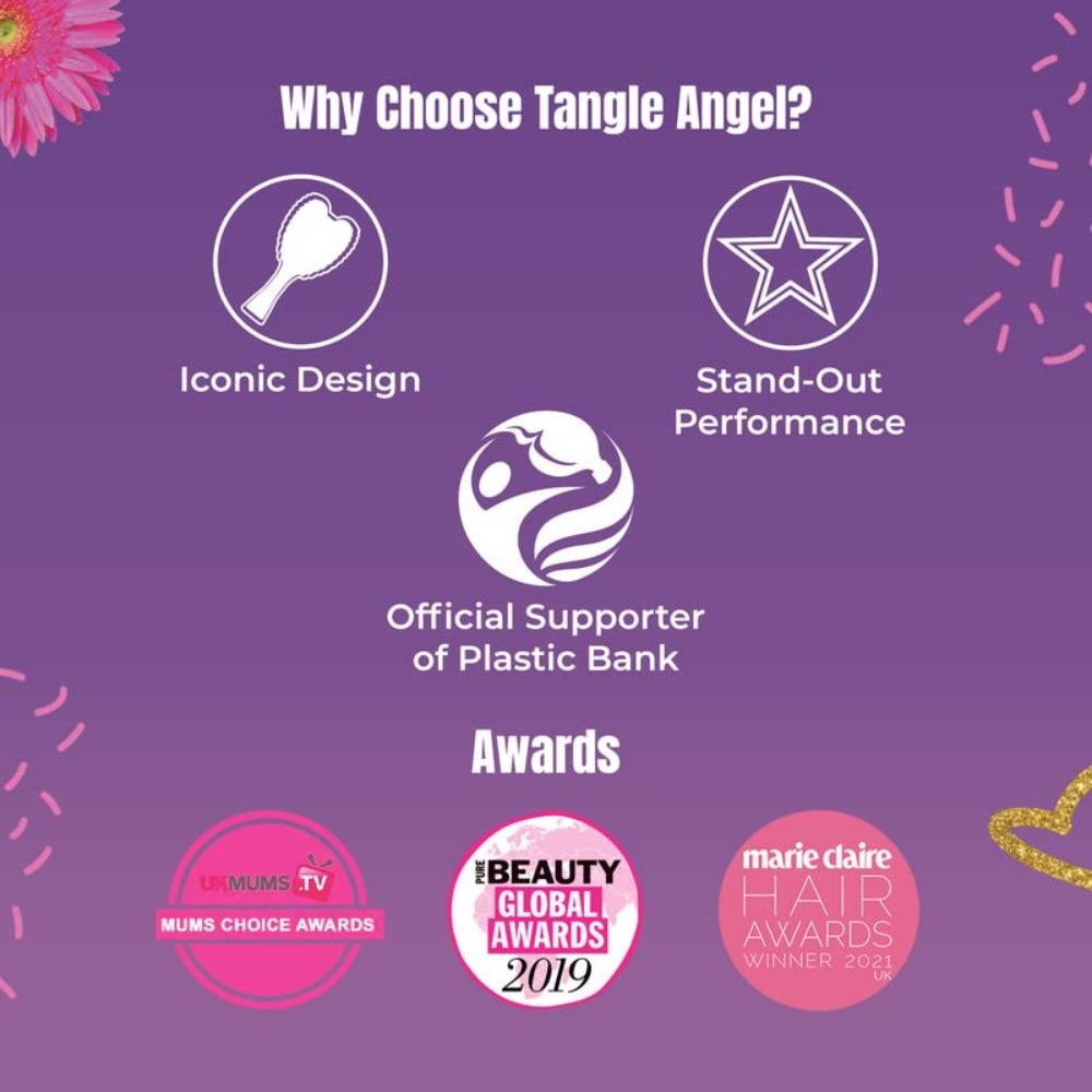 Tangle Angel Detangling Hair Brush - Anti Static Angel Wing Hair Brush with Soft & Flexible Bristle for Straight & Wavy Hair, Women Detangler Brushes