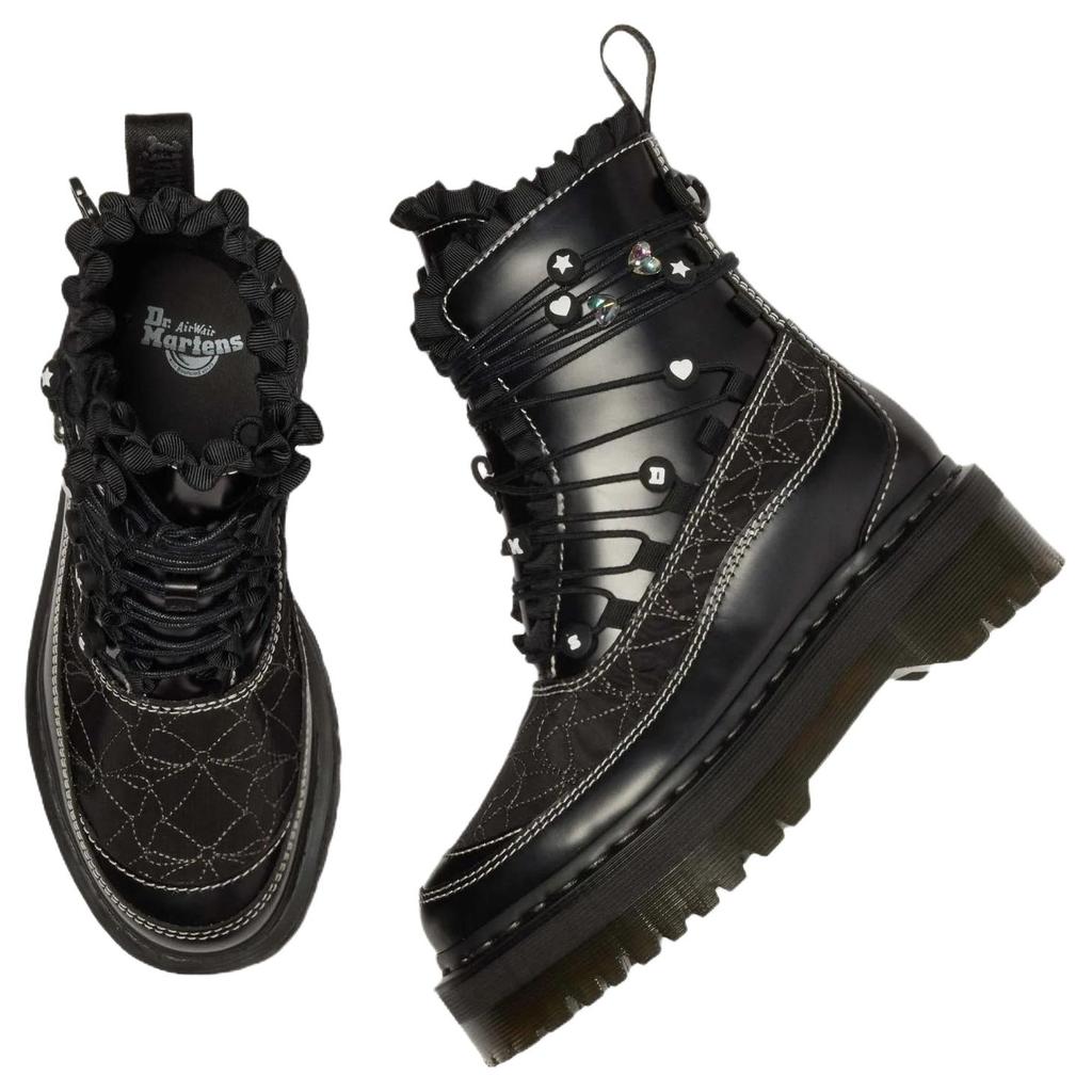 Dr. Martens Stivali Versatili Comodi in Pelle con Volant Serie Jadon 5cm Stivali Donna Nero 42044001