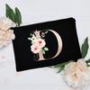 Borsa per il trucco floreale con alfabeto, damigella d'onore, damigella d'onore, festa, matrimonio, addio al nubilato, regalo, in tela, con cerniera, per cosmetici