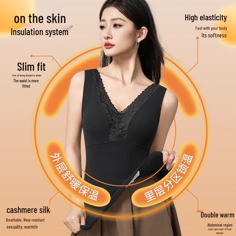 Women's Seamless Slimming Mulberry Silk-Cashmere Top with Breast Pads - Original 2025 Autumn/Winter Collection