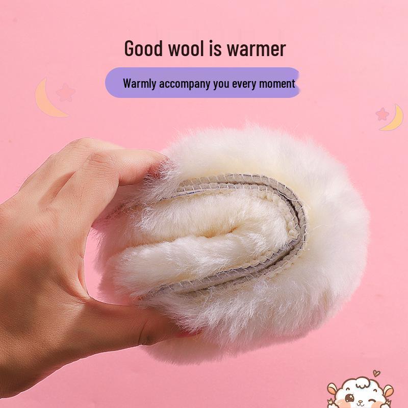 Peinong Kids' Warm Wool Insoles: Thick Fleece Lined, Leather & Fur, Cold-Proof Winter Comfort.