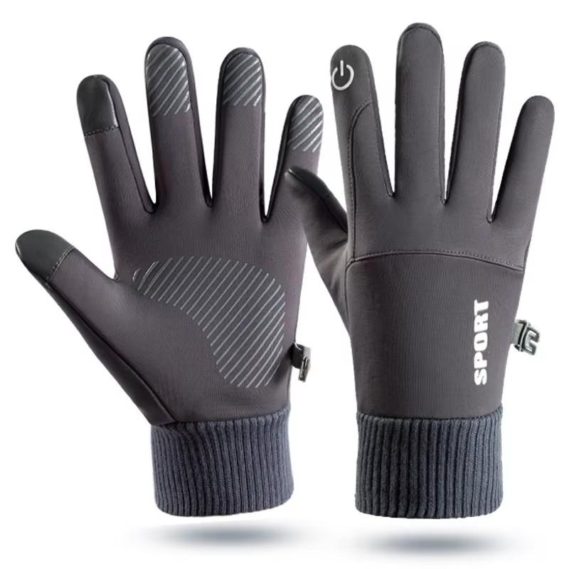 Schwarze Winter Fleece Handschuhe Vollfinger Wasserdicht Touchscreen Radfahren Outdoor Sport Laufen Motorrad Ski Warm