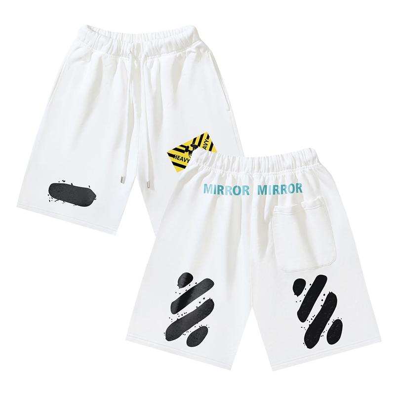 1209 Off-White Spring and Summer New OW Small Yellow Label Striped Printed Men's and Women's Casual Loose Shorts