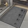 Grey Line Two Giraffes Bath Mat Quick Dry Shower Rug Minimal Outline Cartoon Animal Casual Washable Bathroom Doormat