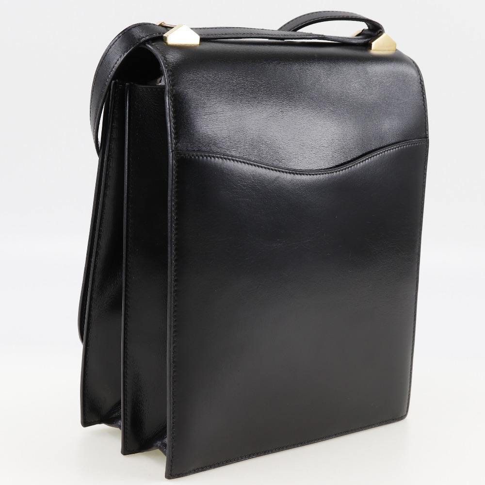 Hermes Chianti Shoulder Bag One Belt Vintage Black / Gold Hardware Box Carf Women Used