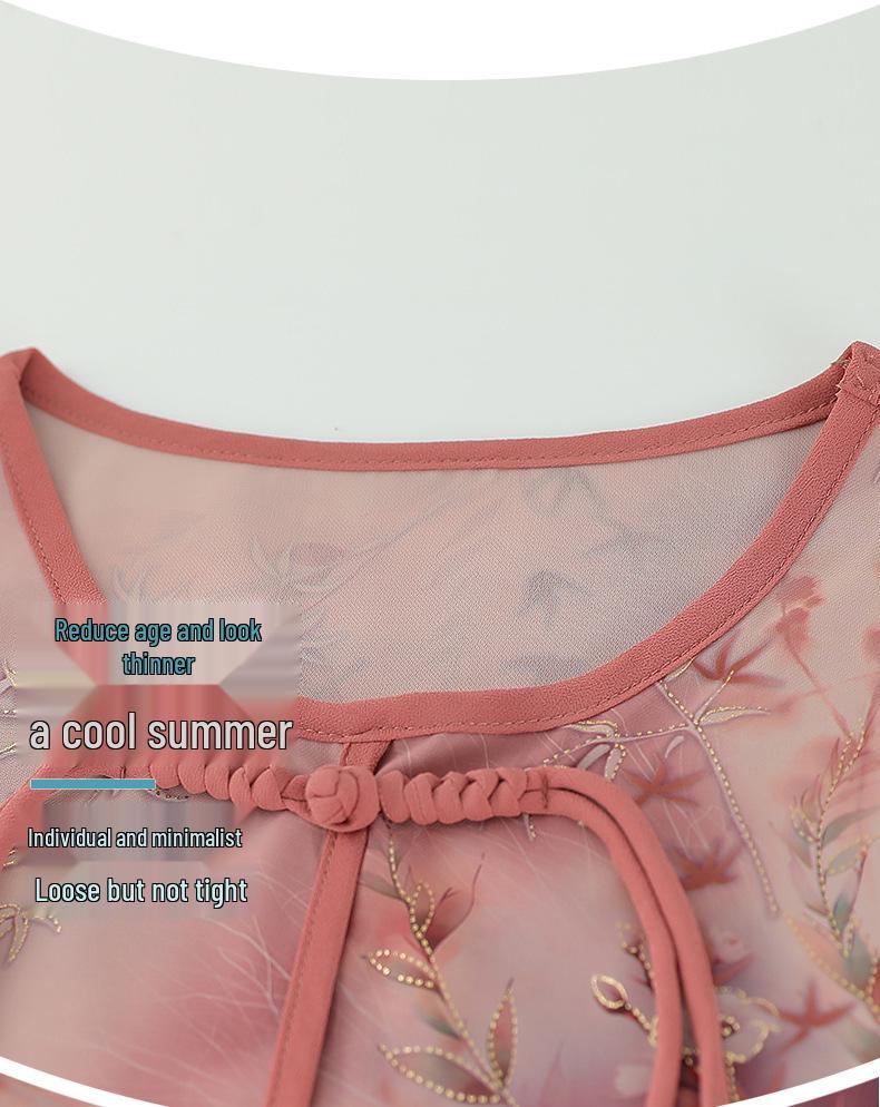 Summer 2026 New Chinese Style Outfit: Two-Piece Shirt and Trousers Set for Middle-aged and Elderly Women