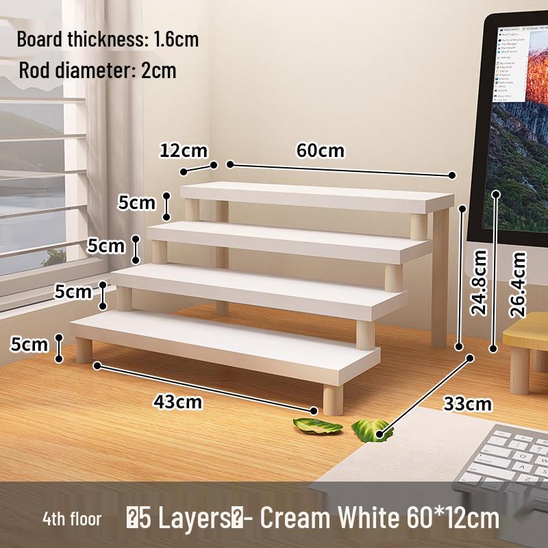 Desktop Ladder-Style Solid Wood Flower Stand for Small Plants and Succulents
