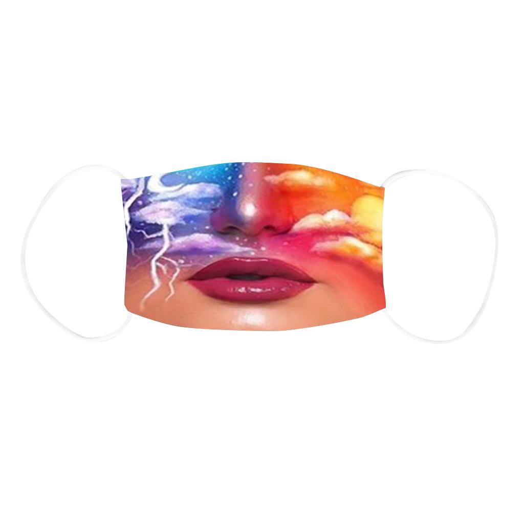 Reusable Dust Mask with Exaggerated Makeup Print for Women Washable Face Covering Adjustable Ear Loops Comfortable Fit
