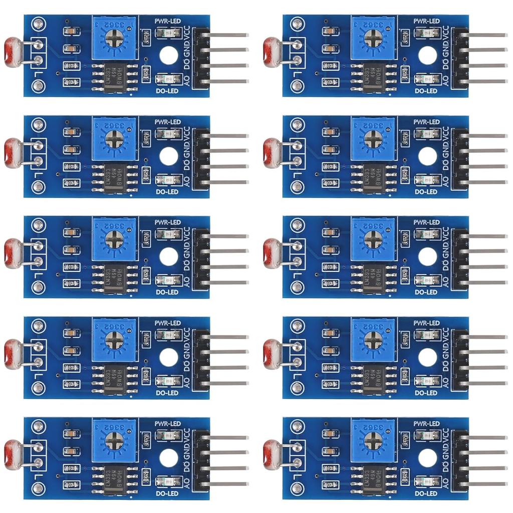 10pcs 5MM LDR Photosensitive Sensor Module Light Dependent Resistor Sensor Module Digital Light Detection LM393 3 pins for Arduino