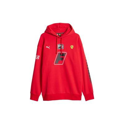 Puma Bluza z kapturem męska Scuderia Ferrari Race Garage Crew z wzorem w litery czerwona 621119-02