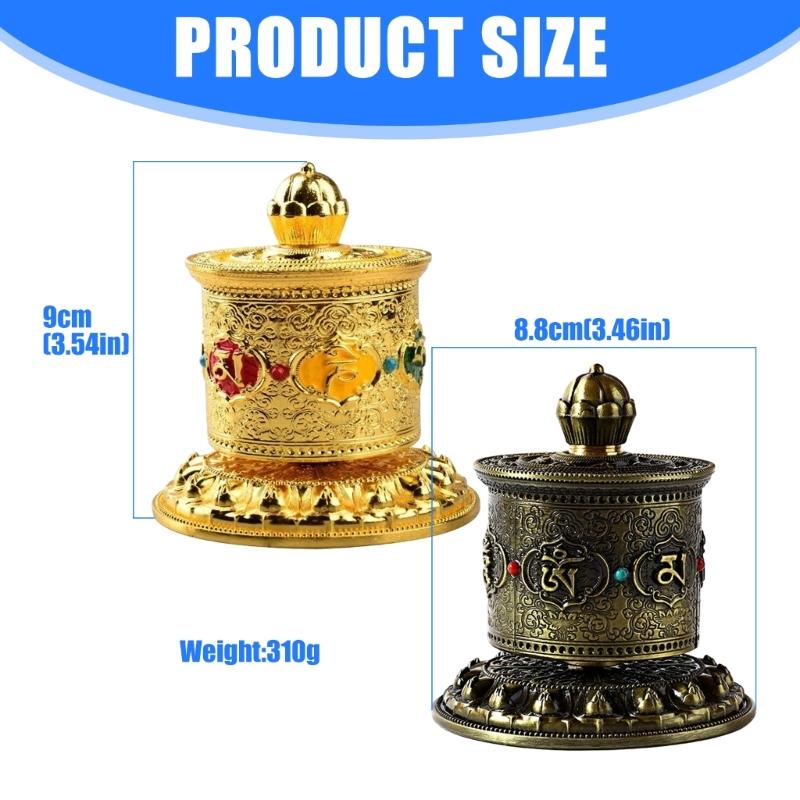 Tibetan Prayer Wheel Table Prayer Wheel Buddhas Scriptures Prayer Wheel for Praying Blessing Meditations Healings Yogas