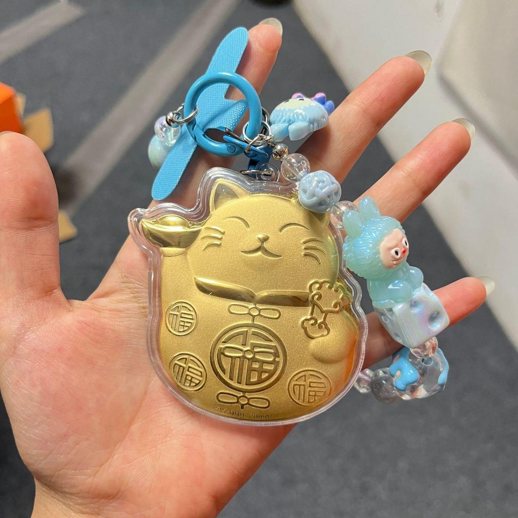 Lucky Cat Phone Charm Keychain: Cute Cartoon Bag Pendant Gift for Friends