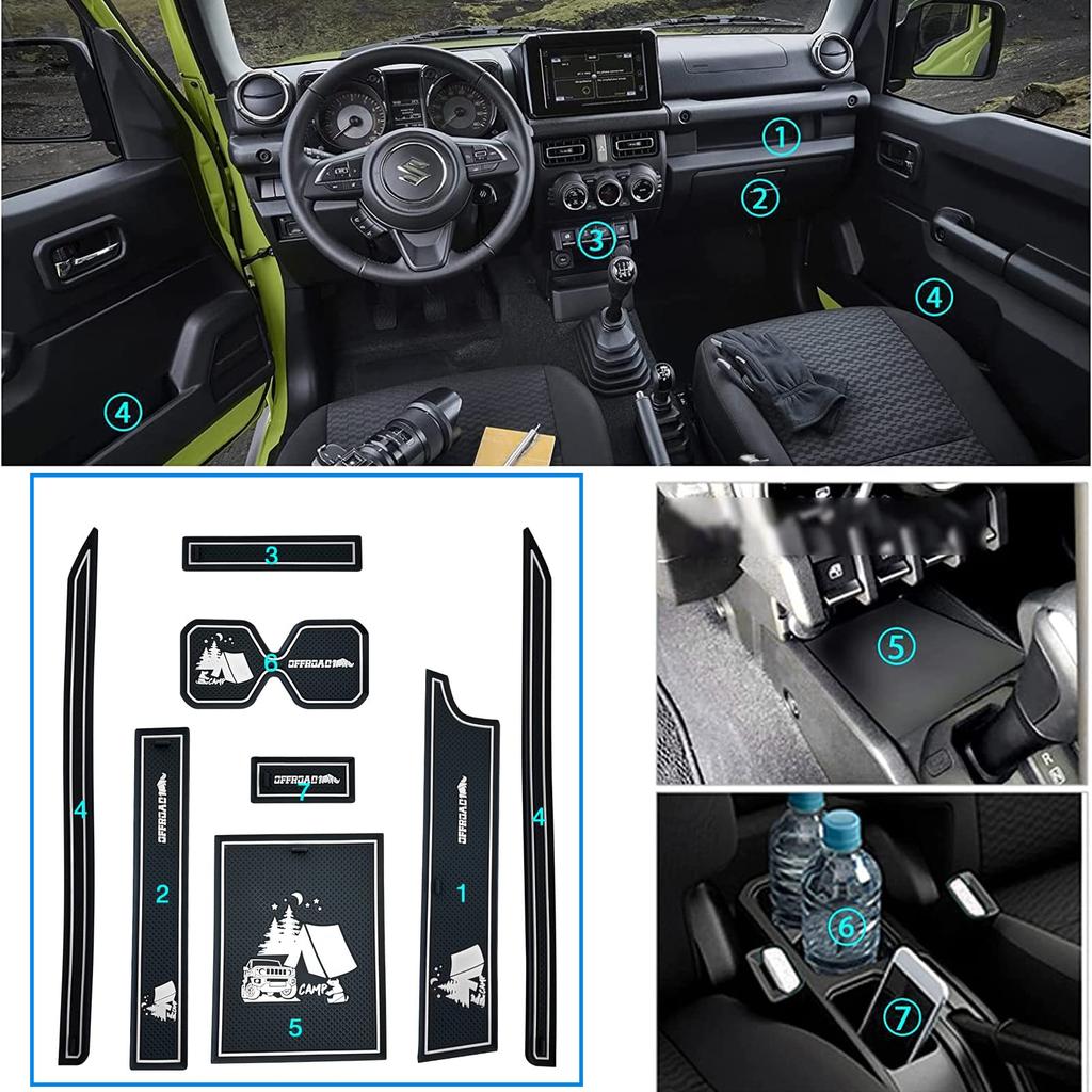 New Suzuki Jimny Interior Noise Cargo Drink Accessory Pocket Scratch Noise Custom 8 Pieces JB64/JB74 Parts, Anti-Slip Belts, Reduction, Bag, Console,