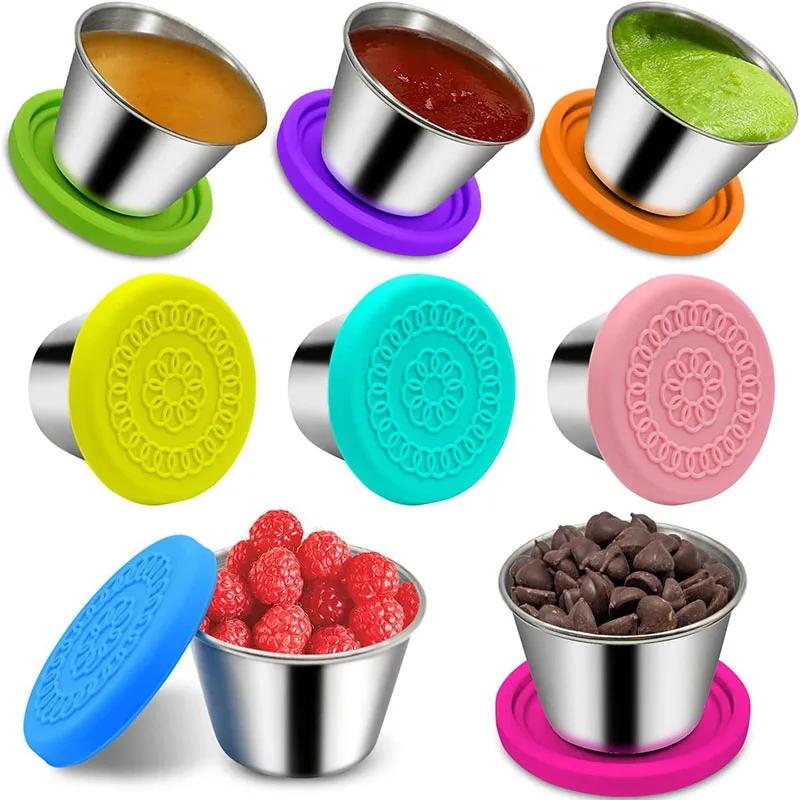2.5Oz Condiment Containers with Lids, Stainless Steel Salad Sauce Dressing Container Cup - Kitchen Tools