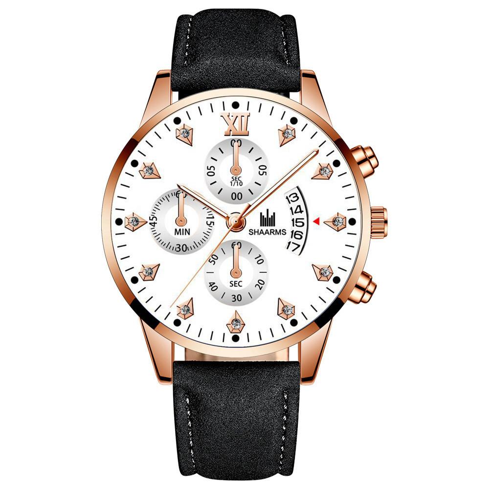 Mens Roman Leather Quartz Watch With Calendar Decor For Business Professionals