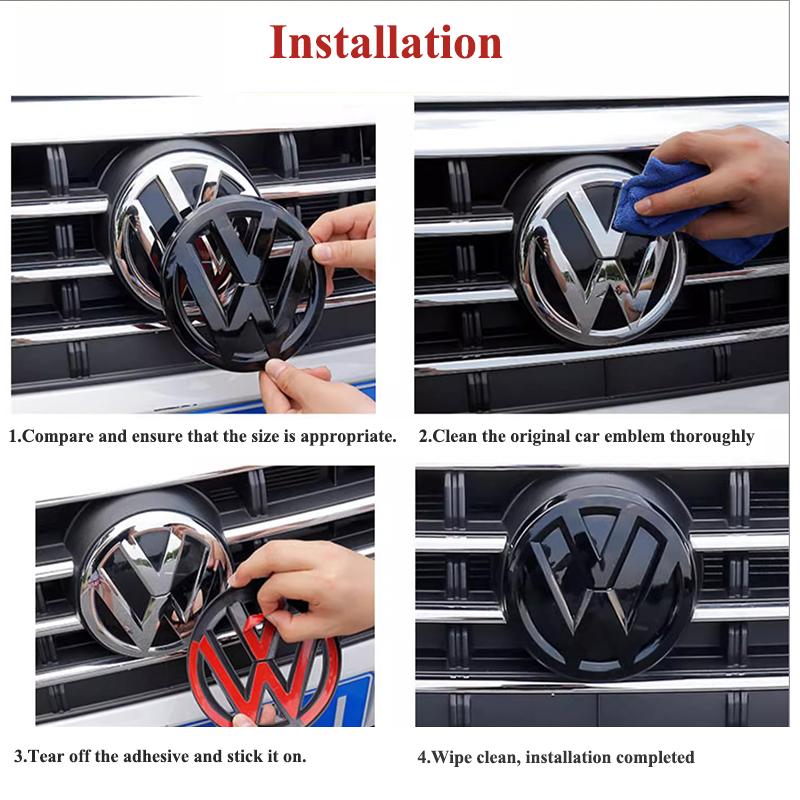 2pcs ABS Car Front Grill Emblem Rear Trunk Badge Logo for Volkswagen VW Golf 5 6 7 7.5 8 MK5 MK6 MK7 MK8 Polo Passat B8 Scirocco