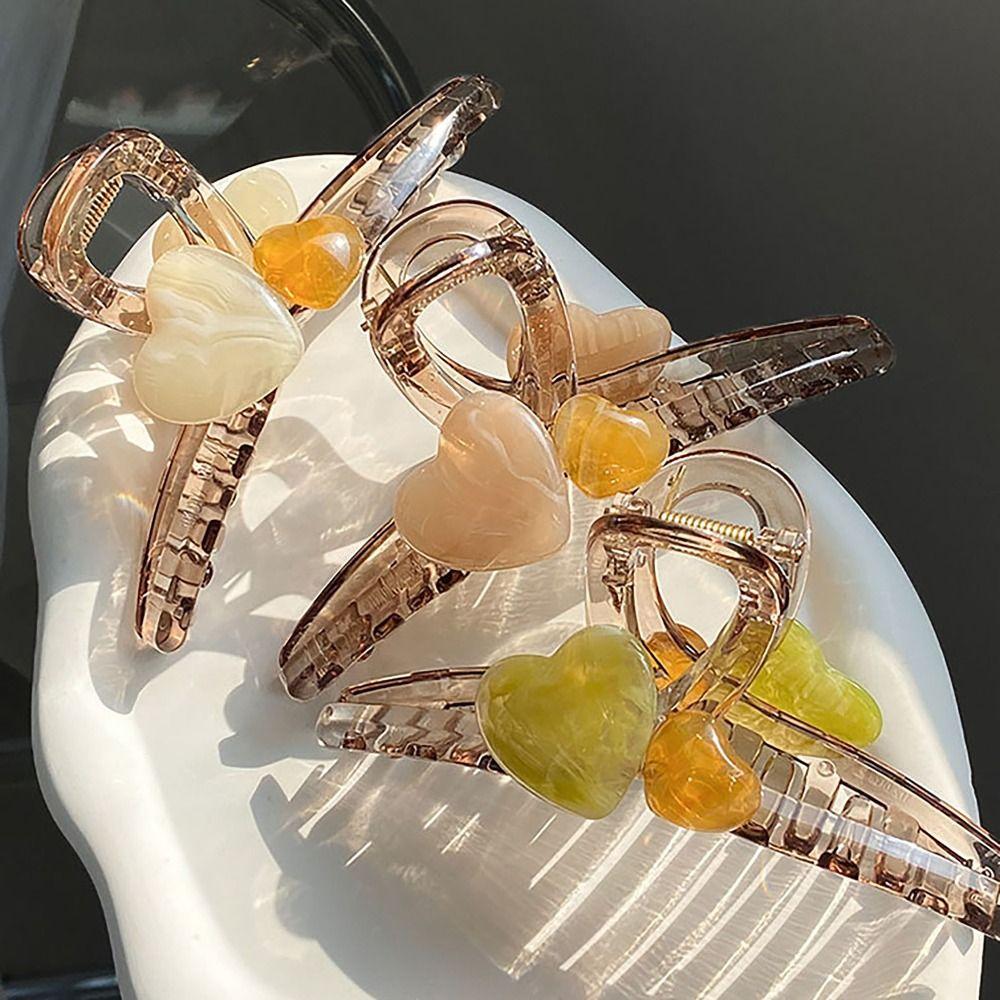 High Elastic Hair Clip Hair Accessories Shark Clip Gentle Love Heart Hairpin  Women