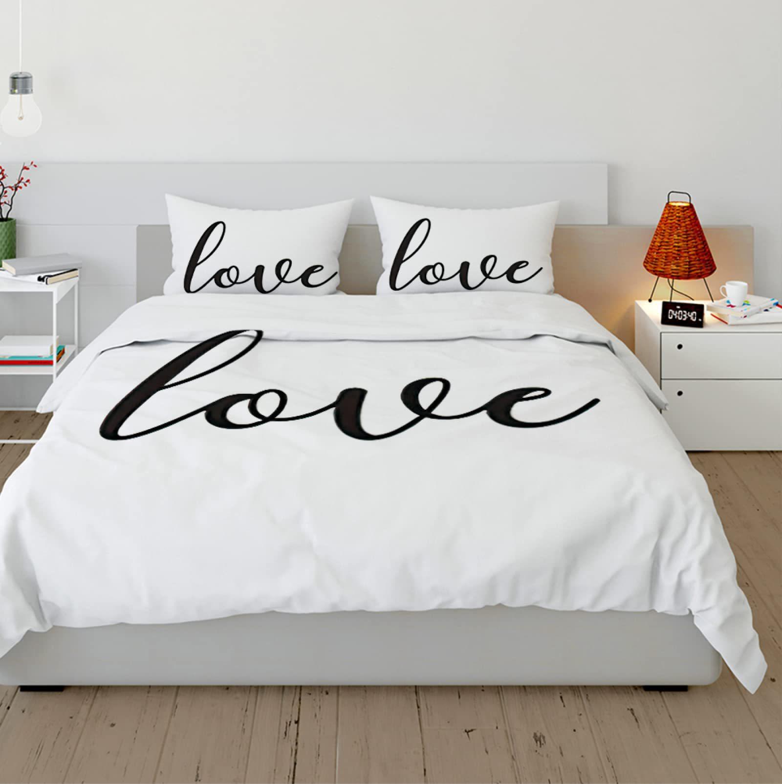 

Black And White Character Pattern Bedding Three-Piece Quilt Cover EU single 135*200