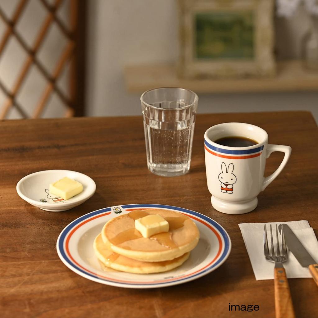 Kinsho Ceramics Dick Bruna Nappy Retro Cafe Floral Made in 408103 White "Miffy" Plate, Plate, Approx. 9.5cm, Style, Design, Japan,
