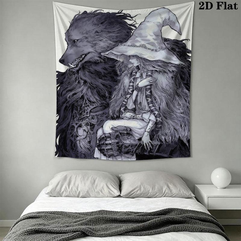 Ranni Moon Wall Hanging Printed Fabric Blanket Decorative Tapestries for Bedroom Living Room Home Decor