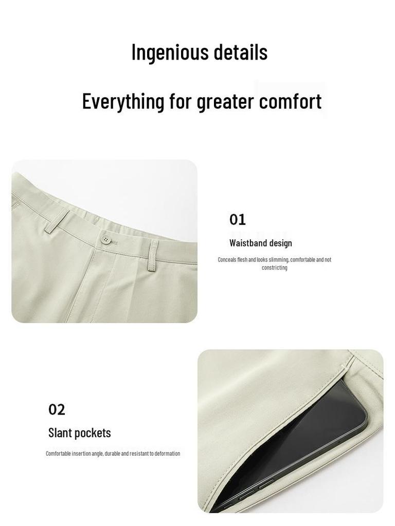 2026 Spring/Summer Men's Tencel Cotton Casual Pants – Mid-rise, Solid Color, Straight Leg, Versatile & Fashionable