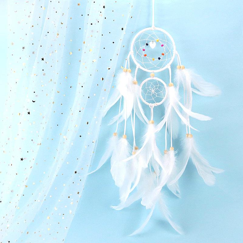 Creativity White Dream Catcher Pendant Handmade Feather Ornament Home Wall Room Decoration Birthday Festival Gifts Bedroom