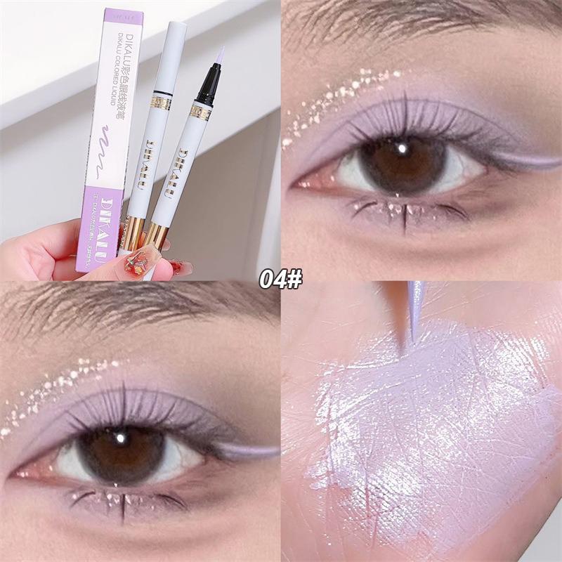 1Pc Glitter Eyeshadow Pen Matte Purple Diamond Eyeliner Pen Waterproof Highlight Brighten Silkworm Makeup Pencil Shiny Eyelids