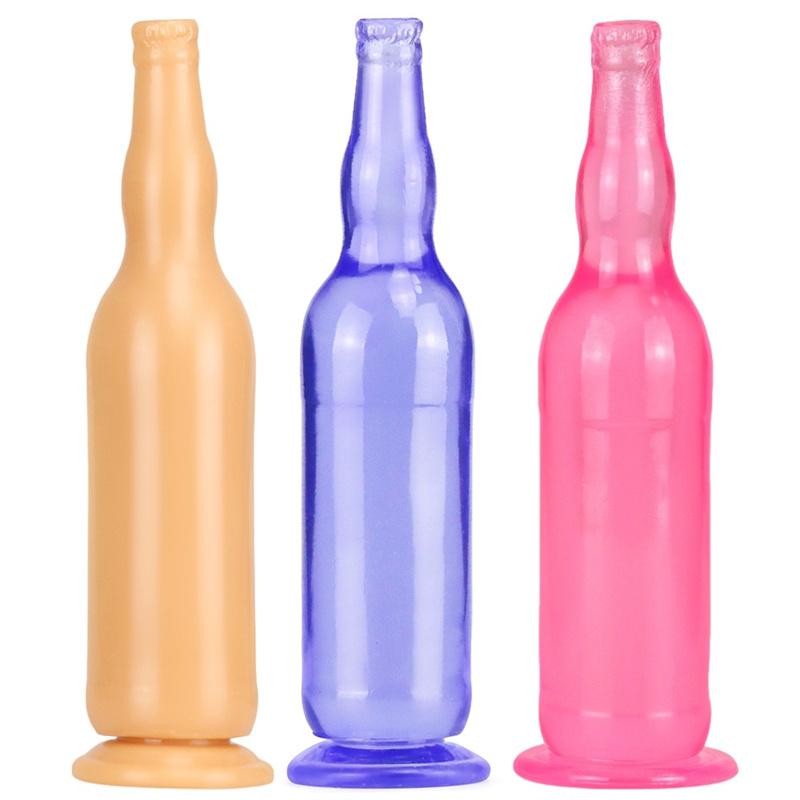 Beer Bottle Female Simulation Penis Crystal Transparent Dildo Adult Female Masturbation Stick