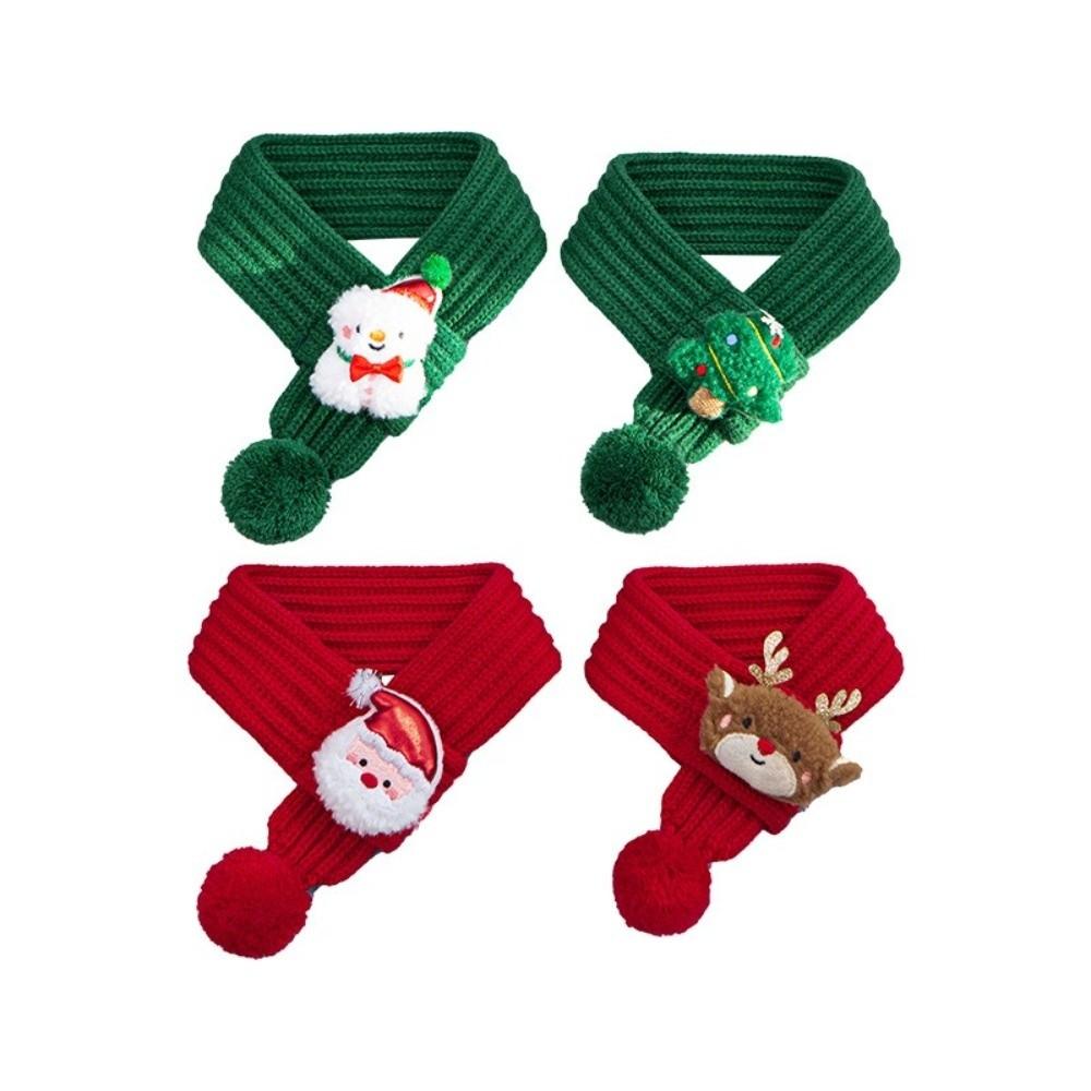 Red Green Dog Knitted Scarf Warm Pet Warm Scarf Decorative Pet Christmas Scarf Winter Season