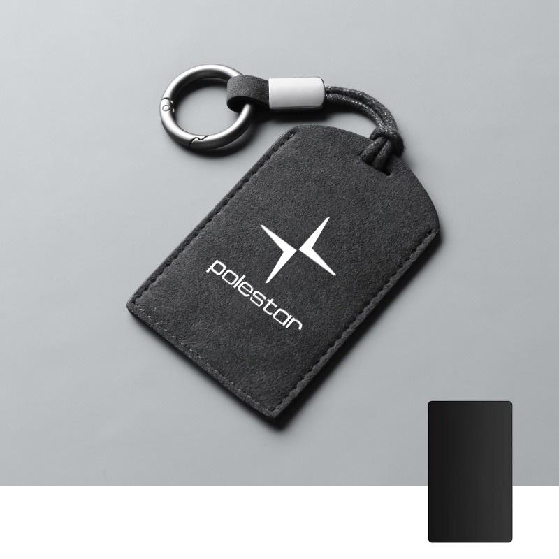Suede Car Smart NFC Card Key Case Full Cover Shell Holder Protector For Volvo Polestar 3 Polestar 4 2023 2024 Keychain Accessory