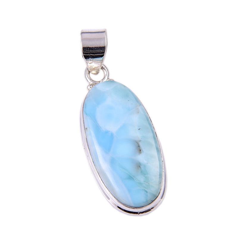 Natural Republic Larimar Gemstone 925 Solid Sterling Silver Pendant 1.75" G7w84