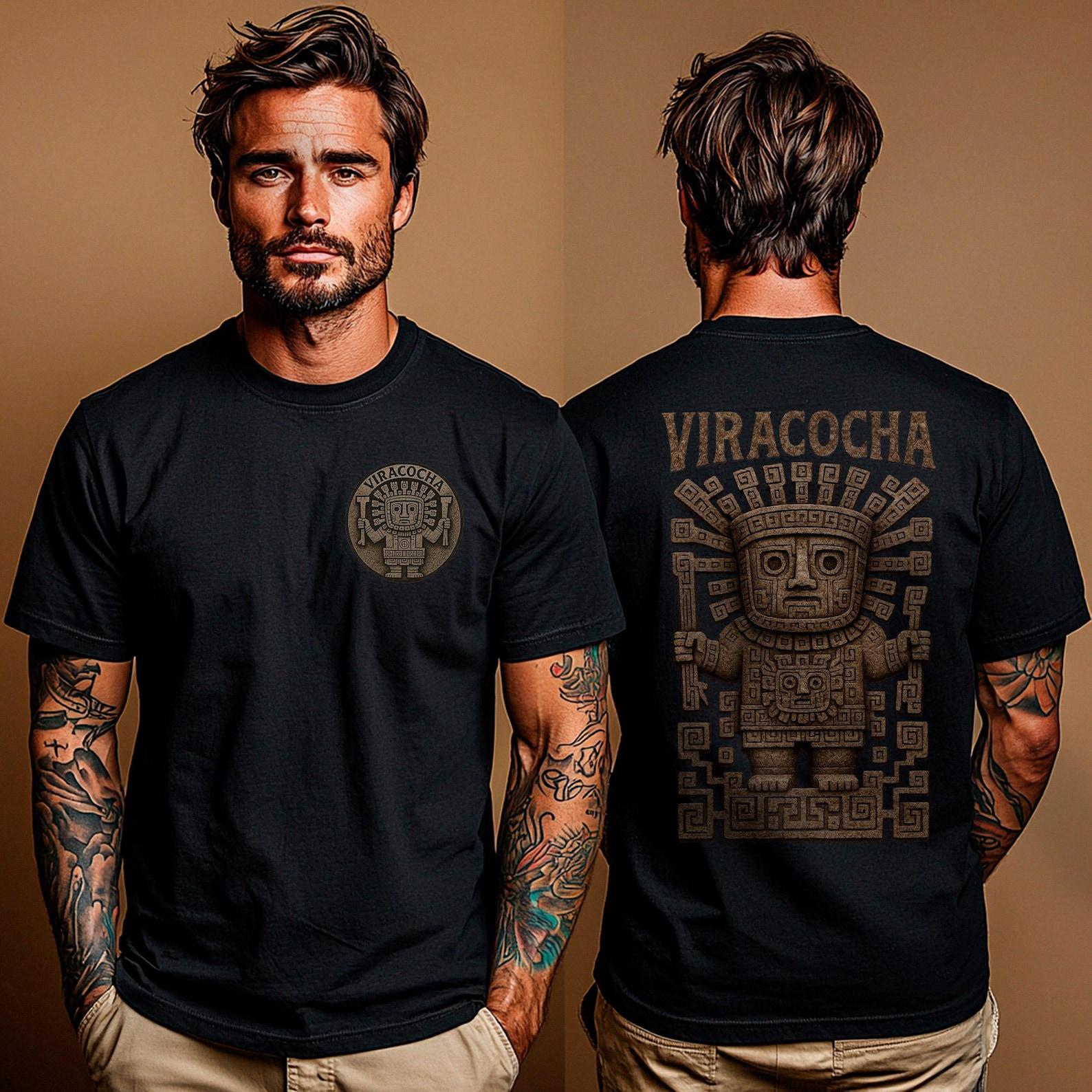 Viracocha Inca God Shirt: Andean Mythology Tee, Pre-Inca Symbol T-Shirt, Tribal Apparel 2XL