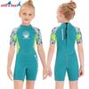 2.5mm Neoprene Kids Wetsuit Girls Short Sleeve Dive Suit Warm Water Sports Surfing Snorkeling Swimming